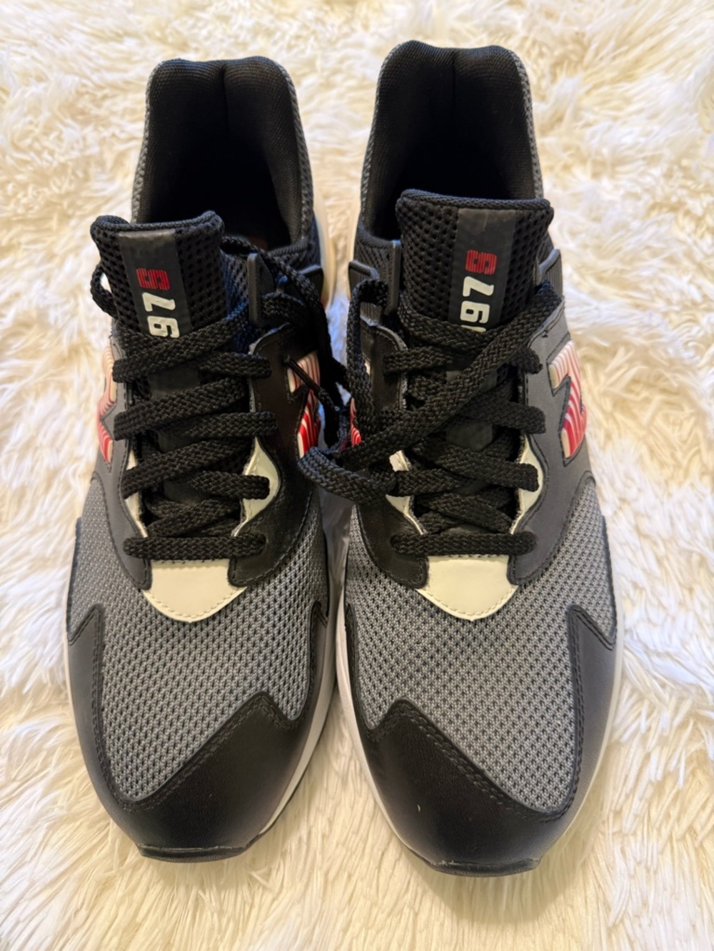 New Balance 997S Men's Gray and Black Sneakers with Red Accents